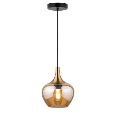 Hanglamp Lola - amber metaal/glas - 150xØ19 cm bij Leen Bakker
