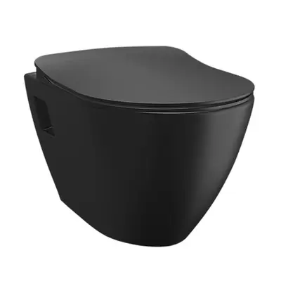 Hangtoilet Clarezo met zitting houtskool zwart SaniSupreme bij SaniSupreme