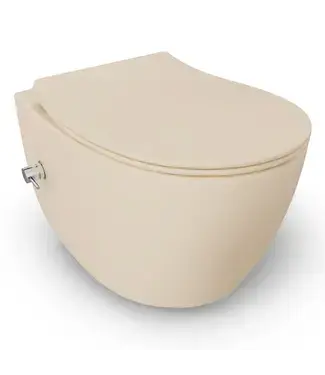 Hangtoilet met bidet Ivoor Mat met Geintegreerde kraan Koud⎢Isvea Sentimenti NEO Randloos excl. wc bril bij Sani4Comfort