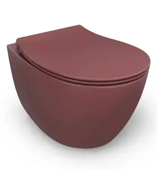 Hangtoilet Randloos Mat Maroon Rood⎢Isvea Sentimenti NEO⎢excl. wc bril bij Sani4Comfort
