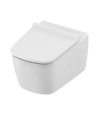 Hangtoilet TECENEO met bidet Koud Geïntegreerde bidetkraan Randloos Wit 54cm incl. Wc-bril Slim bij Sani4Comfort