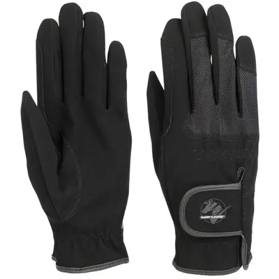Harry's Horse Rijhandschoenen Domy Suede Mesh Zwart bij Agradi