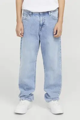 high waist relaxed fit jeans light blue denim bij Wehkamp