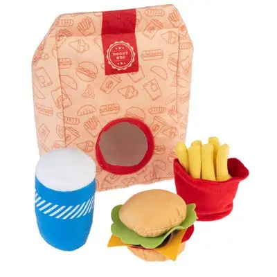 Hondenspeelgoed Squeaky Burger Menu 4-delige Set bij Bitiba