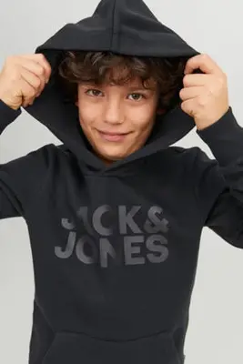 hoodie JJECORP met logo zwart bij Wehkamp