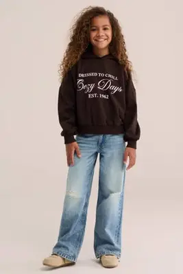 hoodie met print - donkerbruin bij Wehkamp