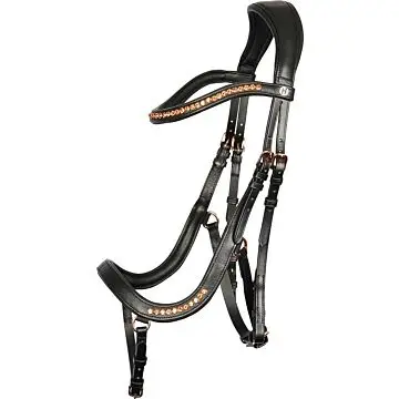 Hoofdstel Harry's Horse Rosegold Anatomic Zwart Full bij Equidrome