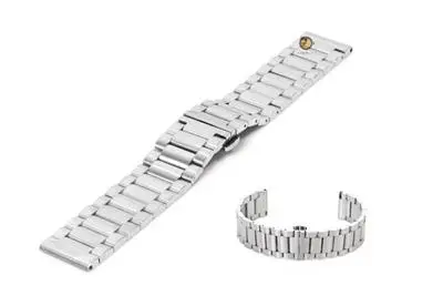 Horlogeband 22mm geborsteld staal zilver bij Kish