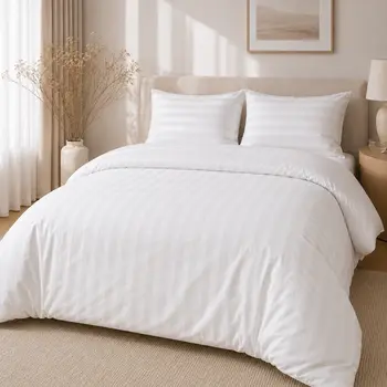 Hotel Dekbedovertrek Wit | 27mm Streep | Bulk Packing bij Fine2Sleep