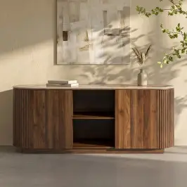Hout dressoir met marmer bij LUMZ