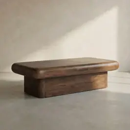 Houten salontafel met dik blad bij LUMZ