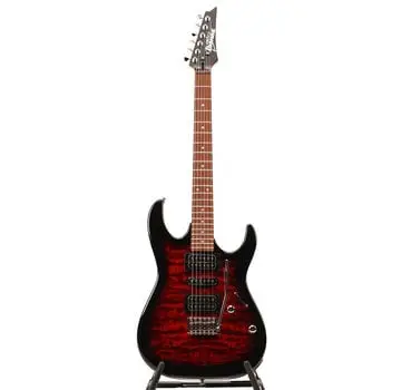 Ibanez GRX70QA-TRB Transparent Red Burst bij Souman Muziek