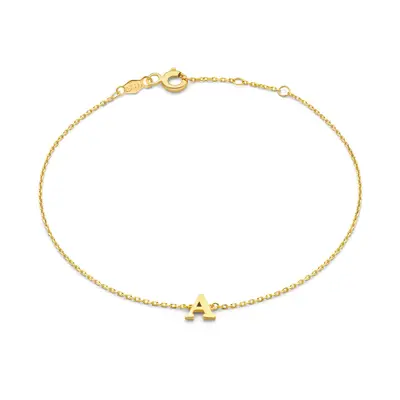 Isabel Bernard Le Marais Rachel 14 Karaat Gouden Initial Armband IB320101-A (Letter A) bij Brandfield