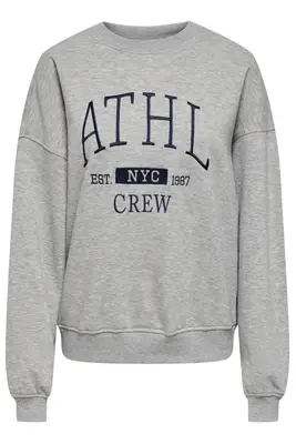 JDYMESA L/S O-NK EMB SWEAT JRS NOOS 15370526 Light Grey Mela/NAVY BLAZER bij Sans