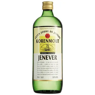Jouke de Jonghe Korenmout Jenever HELE LITER bij Dirck3 (Dirck III)