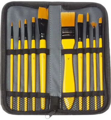 Kangaro acrylverf penselen set – 10 nylon penselen in etui bij Online-Schilderij