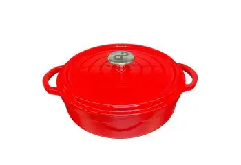 KDP GIETIJZEREN BRAADPAN 28CM LAAG ROOD bij Kookshop de Pepermolen