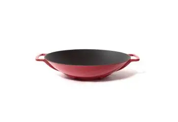 KDP Gietijzeren WOK 35CM ROOD bij Kookshop de Pepermolen