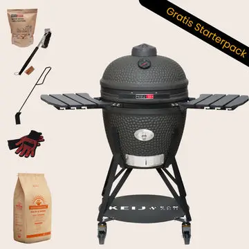 Keij Kamado Legend Large 21 inch Mat Zwart - Compleet Starterspakket bij BBQ Wereld