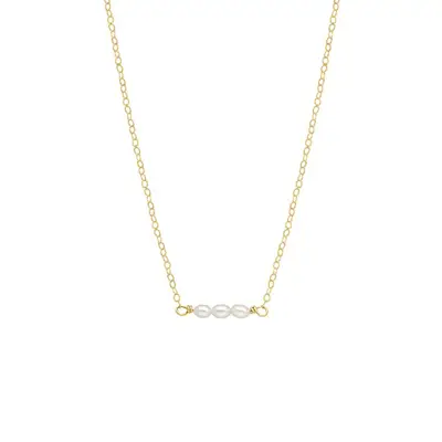 Ketting drie pareltjes verguld sterling zilver bij DRKS