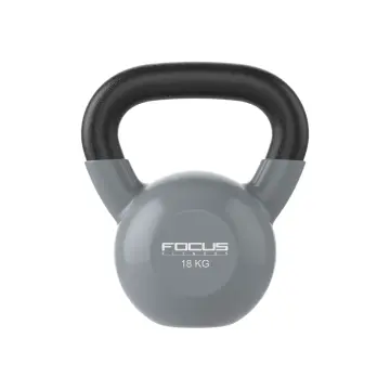 Kettlebell - Focus Fitness Vinyl - 18 kg - Grijs bij Betersport