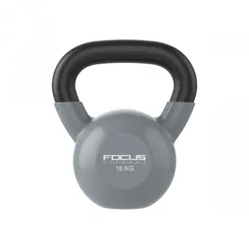 Kettlebell - Focus Fitness Vinyl - 18 kg - Grijs bij Betersport