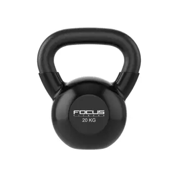 Kettlebell - Focus Fitness Vinyl - 20 kg - Zwart bij Betersport