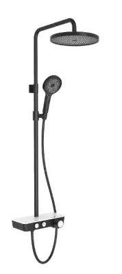 kielle Oudee - Doucheset met thermostaatkraan, 26 cm, 3-jets, zwart/wit 20602004 bij Sanitino