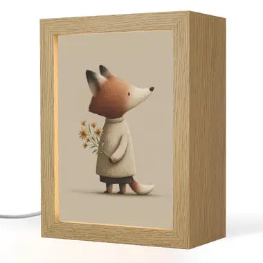 Kinder Nachtlampje 15x20 cm Vos - Gele bloemen - Minimalistisch bij Leen Bakker