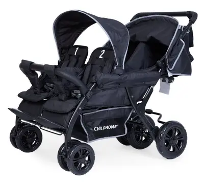 Kinderwagen Childhome Quadruple Black bij Geboortewinkel