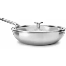 KitchenAid Multi-Ply Stainless Steel Wok met Glasdeksel 28 cm bij OnlinePannen