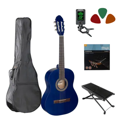 Klassieke gitaar starterset 1/2 Blauw bij Music All In