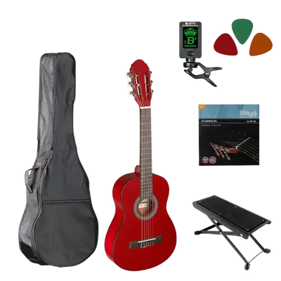 Klassieke gitaar starterset 1/4 Rood bij Music All In