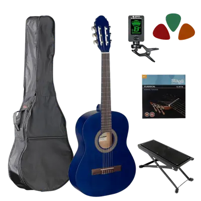 Klassieke gitaar starterset 3/4 Blauw bij Music All In