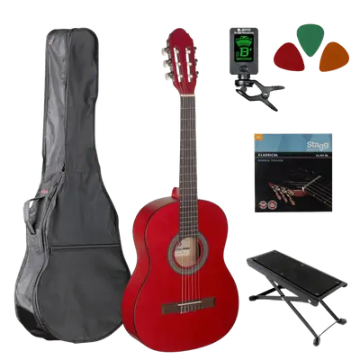 Klassieke gitaar starterset 3/4 Rood bij Music All In