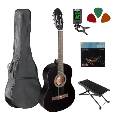 Klassieke gitaar starterset 3/4 Zwart bij Music All In