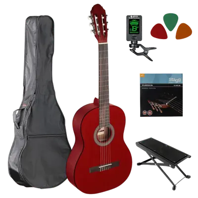 Klassieke gitaar starterset 4/4 Rood bij Music All In