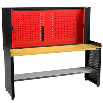 Kraftmeister Pro werkbank met gereedschapswand MDF 200 cm zwart bij George at Work