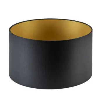 Lampenkap zwart/goud cilinder met gouden binnenzijde, hoogte 20cm, Ø 35cm, warm omgeslagen bij Straluma
