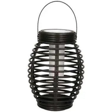 Lantaarn - solar - tuinverlichting - zwart - met vlameffect - 19 cm bij Leen Bakker