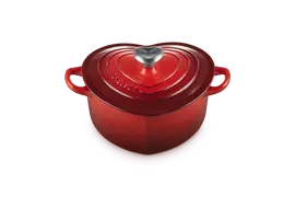 Le Creuset - Braadpan "Hart" in Geëmailleerd Gietijzer met RVS Hartjesknop bij Kookgigant