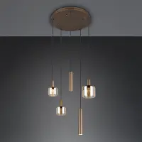 LED Hanglamp | Mataro 5 | Rond | Platinum Bruin | IP20 | Trio Lighting bij 123led