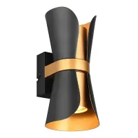 LED Wandlamp GU10 | Coat | Up & Down | Zwart-goud | IP20 | Trio Lighting bij 123led