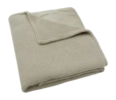 Ledikantlaken Jollein Deken Ledikant Basic Knit Olive Green/Fleece-100 x 150 cm (Ledikantlaken) bij Geboortewinkel