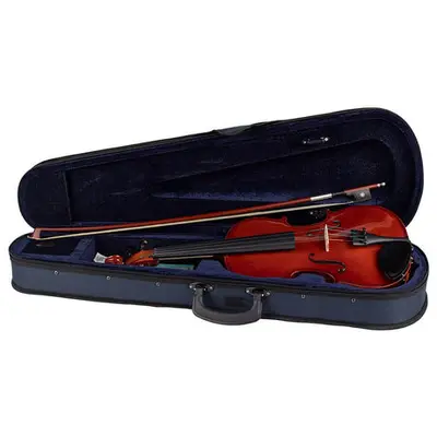 Leonardo LV-1614 viool set 1/4, massief, ebbenhouten fittings, incl. fijnstemmer staartstuk, strijkstok en koffer bij VDS Instrumenten