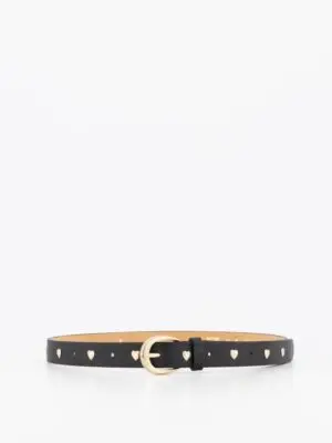 Leren Gouden Hartjes Riem Zwart bij Botique Fashion