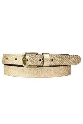 leren riem met crocoprint goudkleurig bij Wehkamp