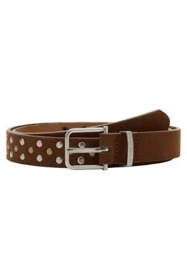 leren riem met studs - bruin bij Wehkamp