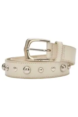 leren riem Play of Studs ecru bij Wehkamp