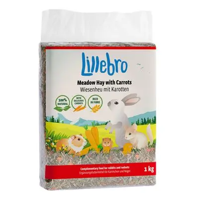 Lillebro Weidehooi voor knaagdieren en konijnen Voordeelpakket: 3x1kg Weidehooi met Wortel bij Bitiba